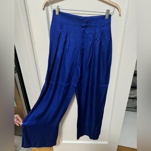 Zara Women’s Full Length Satin Trousers in Blue